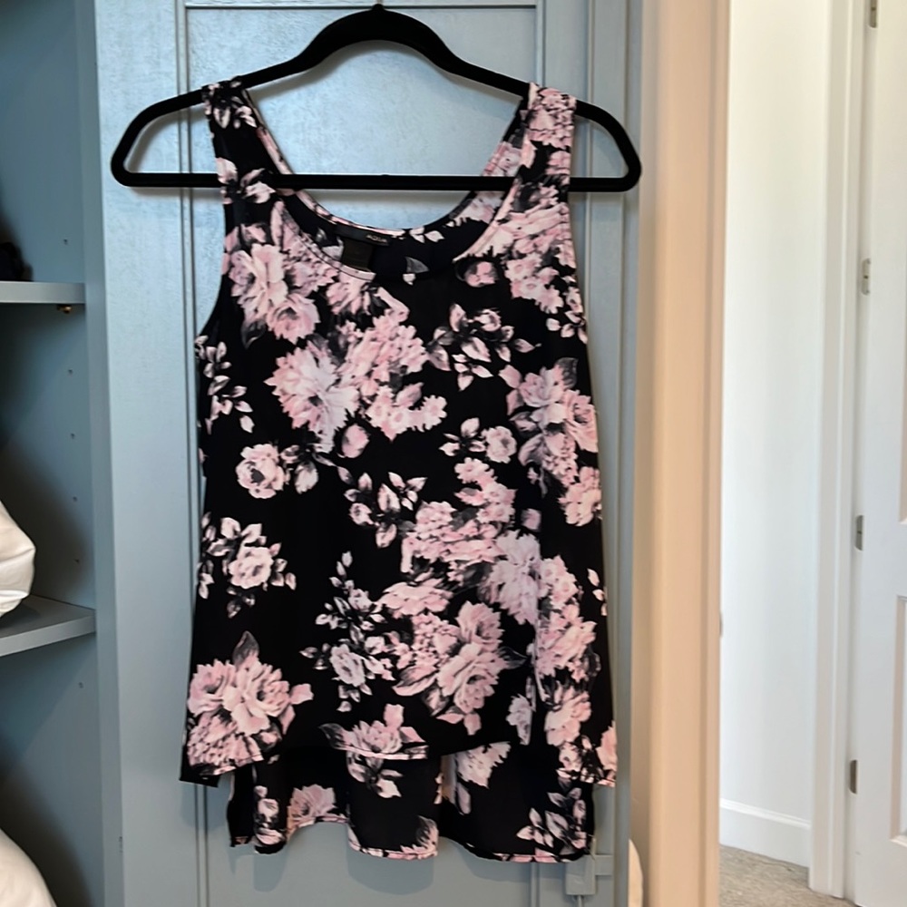 Aqua Floral Print Sleeveless Top